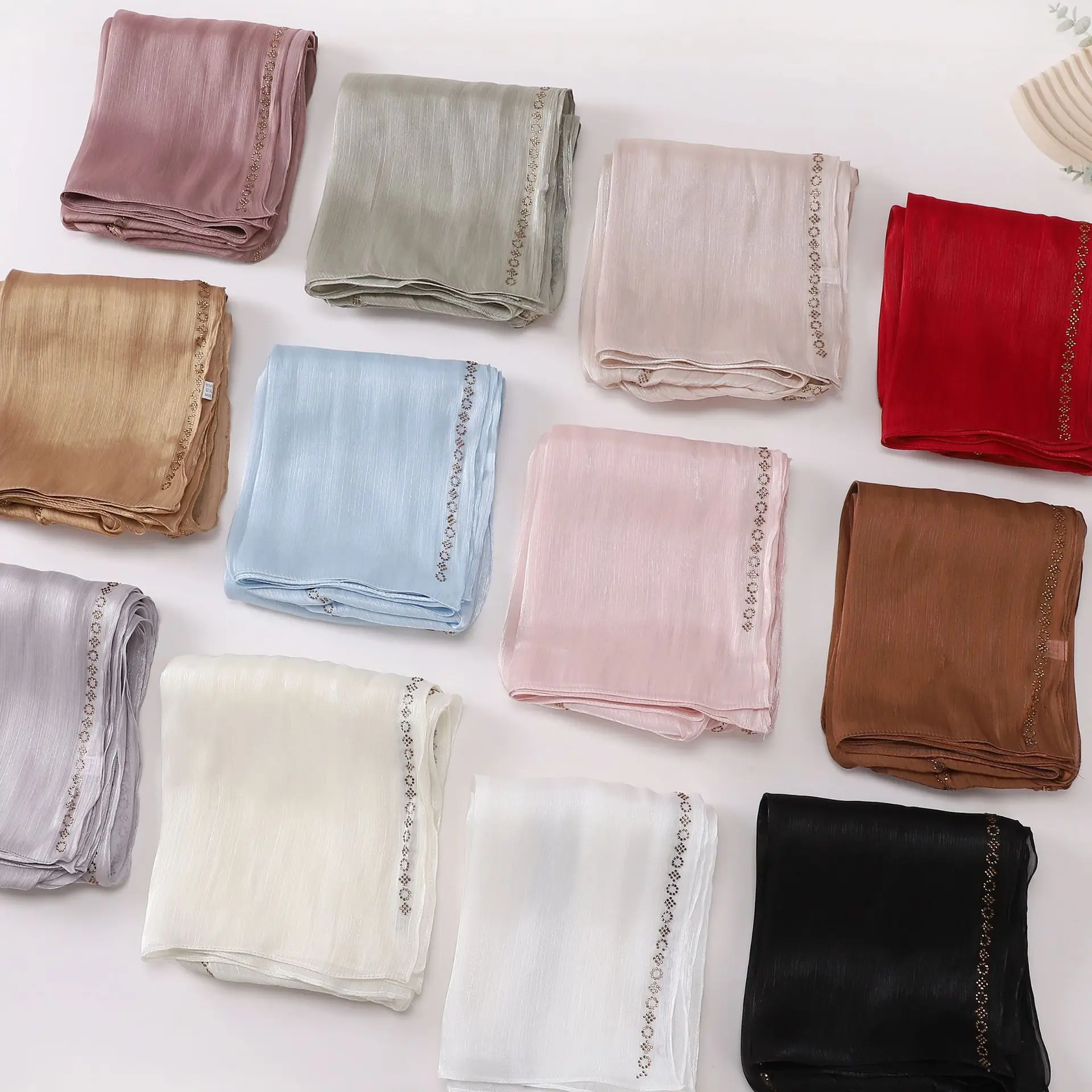 

Fashion Shimmer Crepe Long Scarf Shawls Wrap Women Muslim Hijab Turban Scarves Bandanas Headband Bufanda Foulard Turbante Mujer