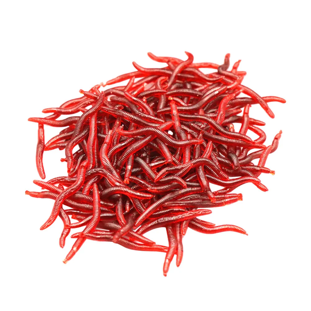 

150 Pcs Artificial Bait Real Worm Design Fishing Lures Fake Worms Insect Lifelike Shape Realistic Silica Gel Red