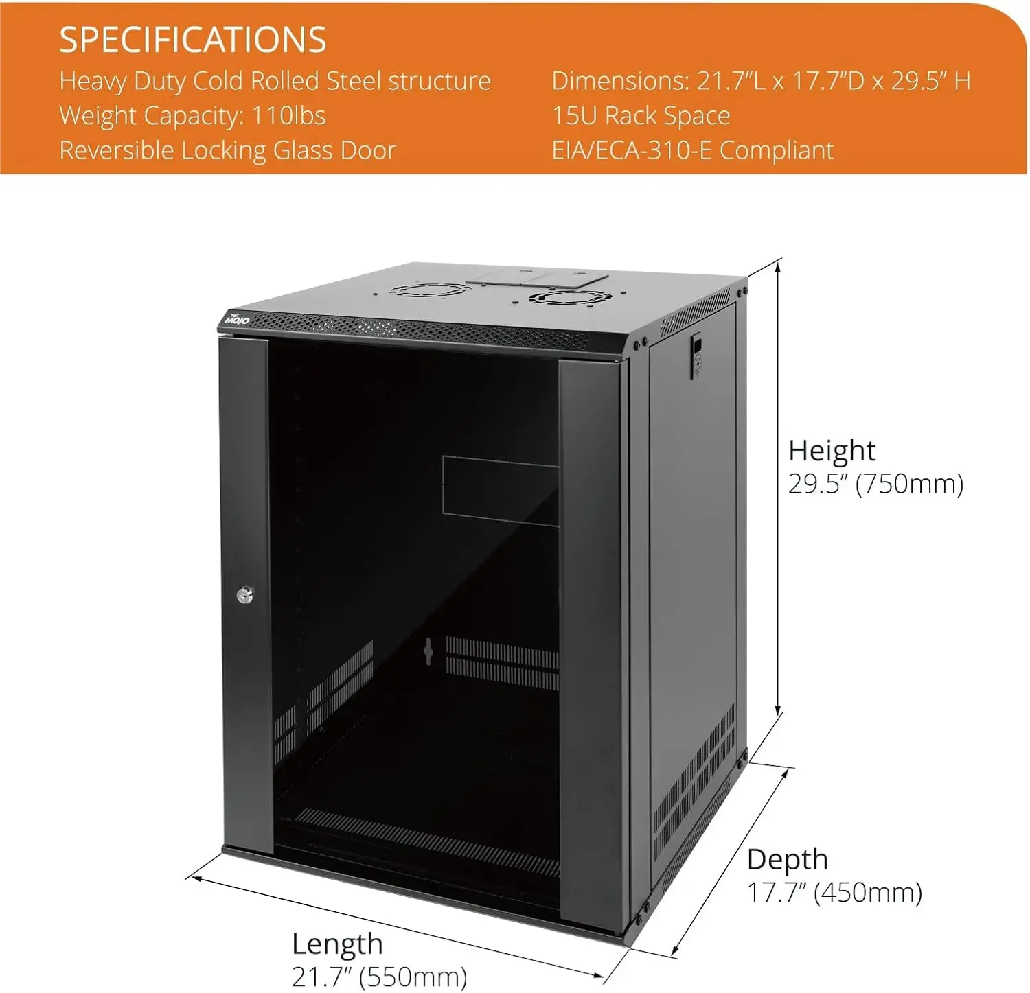 15U Wall Mount Rack Network Cabinet for 19