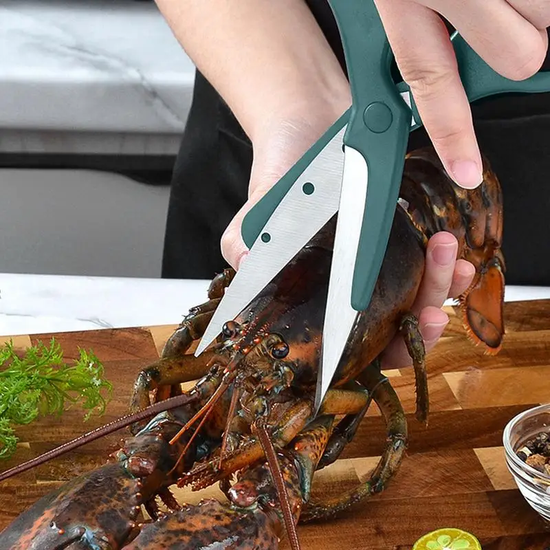 Seafood Scissors Stainless Steel Crab Scissors With Brush Multifunctional Anti-Slip Seafood Tools Efficient Crab Legs Crackers