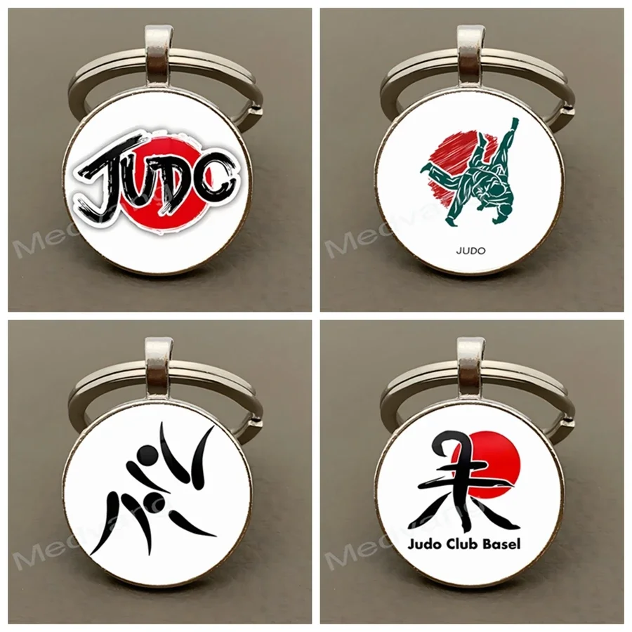 Hot selling I Love Judo Keychains Judo Karate Taekwondo Enthusiasts Glass Cabochon Keychain Club Gift