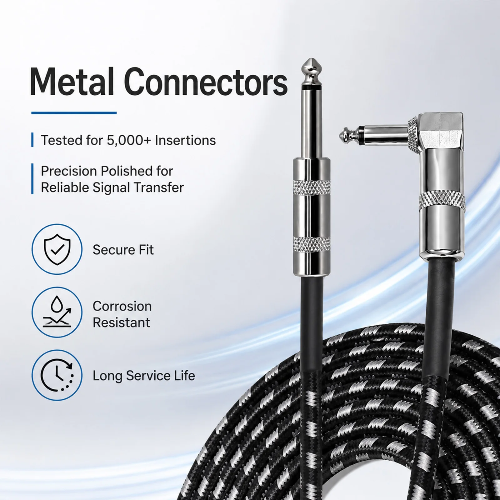 6.35mm Audio Cables TS 6.5mm Audio Cable Cord For Electric Guitar Bass Pedal Amp Synthesizer 3M Braided Low Noice Jack Cable