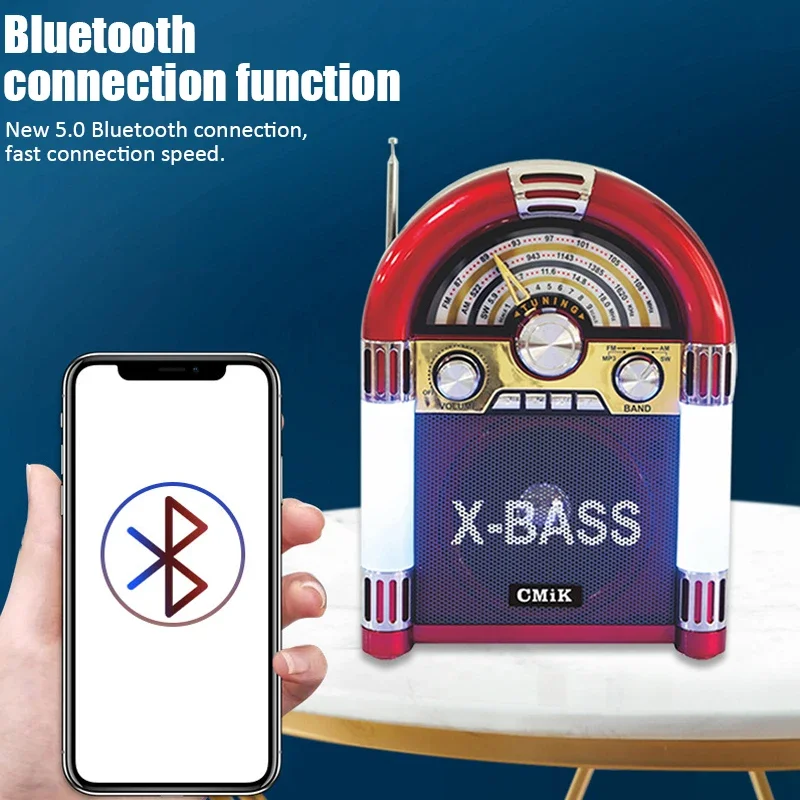 Portable Retro Radio Wireless Bluetooth Speaker Card Audio Home FM Medium Wave Short Wave Stereo Radio Receiver Support 220V110V