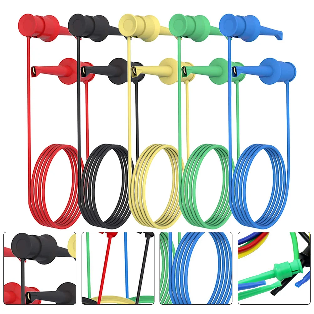 5 Pcs Test Leads IC Clip Wires Grabber Cables Five Colors Hooks Pvc Line Multimeter