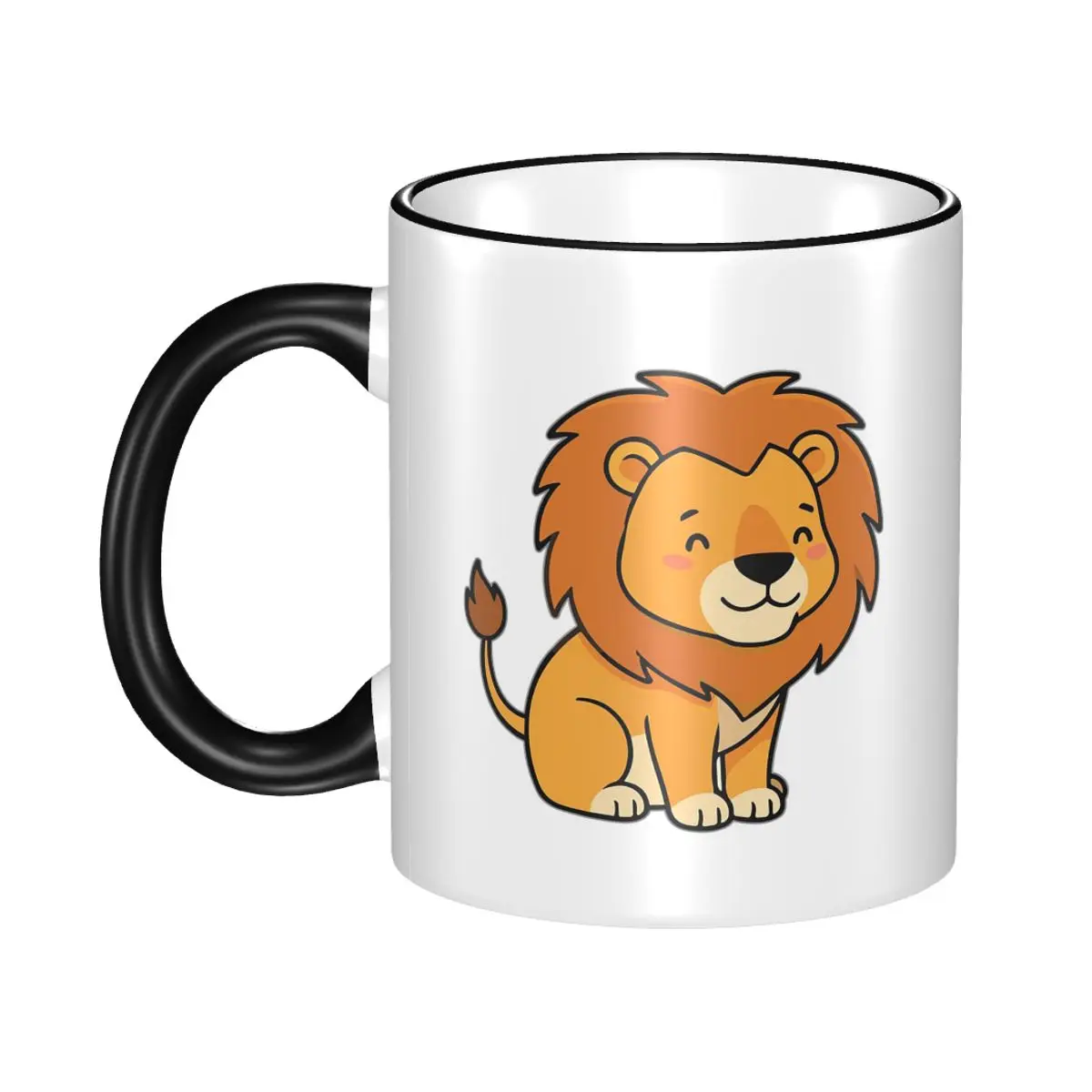 Cute Cartoon Baby Lion Smiling Mug Funny Ceramic Coffee Cups Tea Mugs Milk Cup Drinkware Gift for Friends