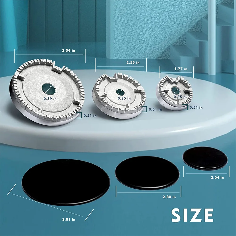 Gas Stove Burner Lid Set Universal Gas Burner Cap Iron Heat Distribution Easy To Clean After Cooking Kitchen Tools