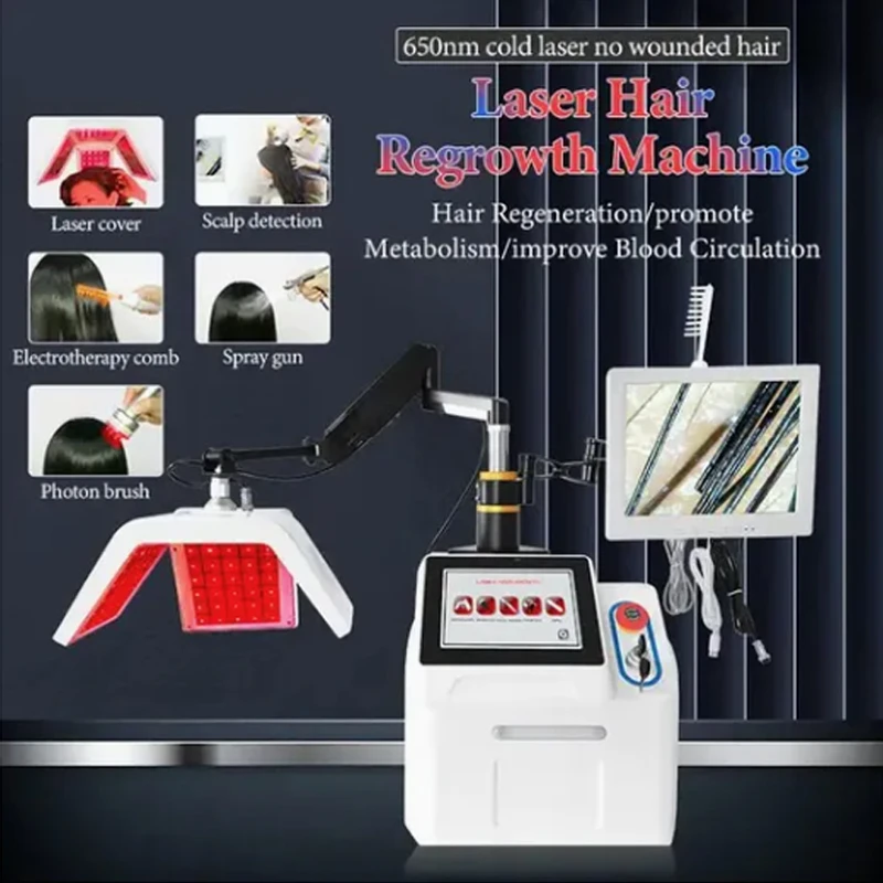 Portable LLLT 650nm Diode Laser Hair Regrowth Machine Hair Loss Treatment Scalp Health Maintenance Professional Beauty Equipment