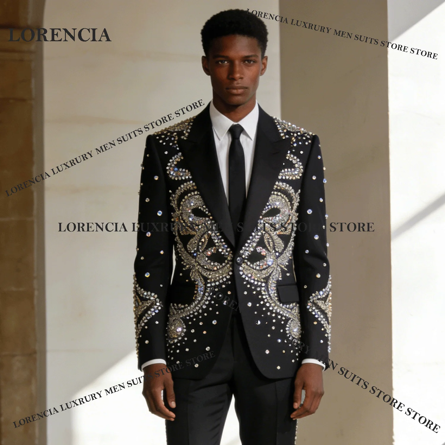 

Sparkly Men Diamond Design Suits Fashion Wedding Tuxedos Customized Handsome Slim Ropa hombre 3 Pieces Sets Groom Male Blazers