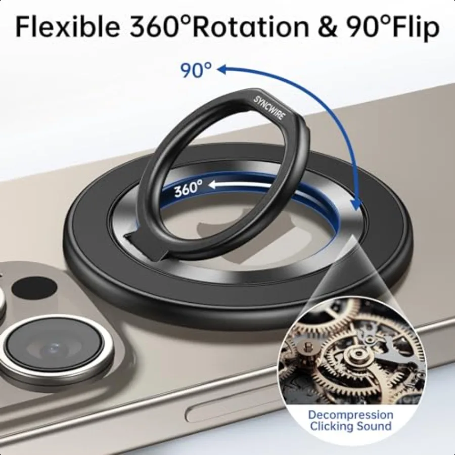 Upgraded Magnetic Phone Ring Holder for MagSafe Magnet Cell Phone Grip Stand Finger Ring Kickstand TwoSided Magnetic Compatible