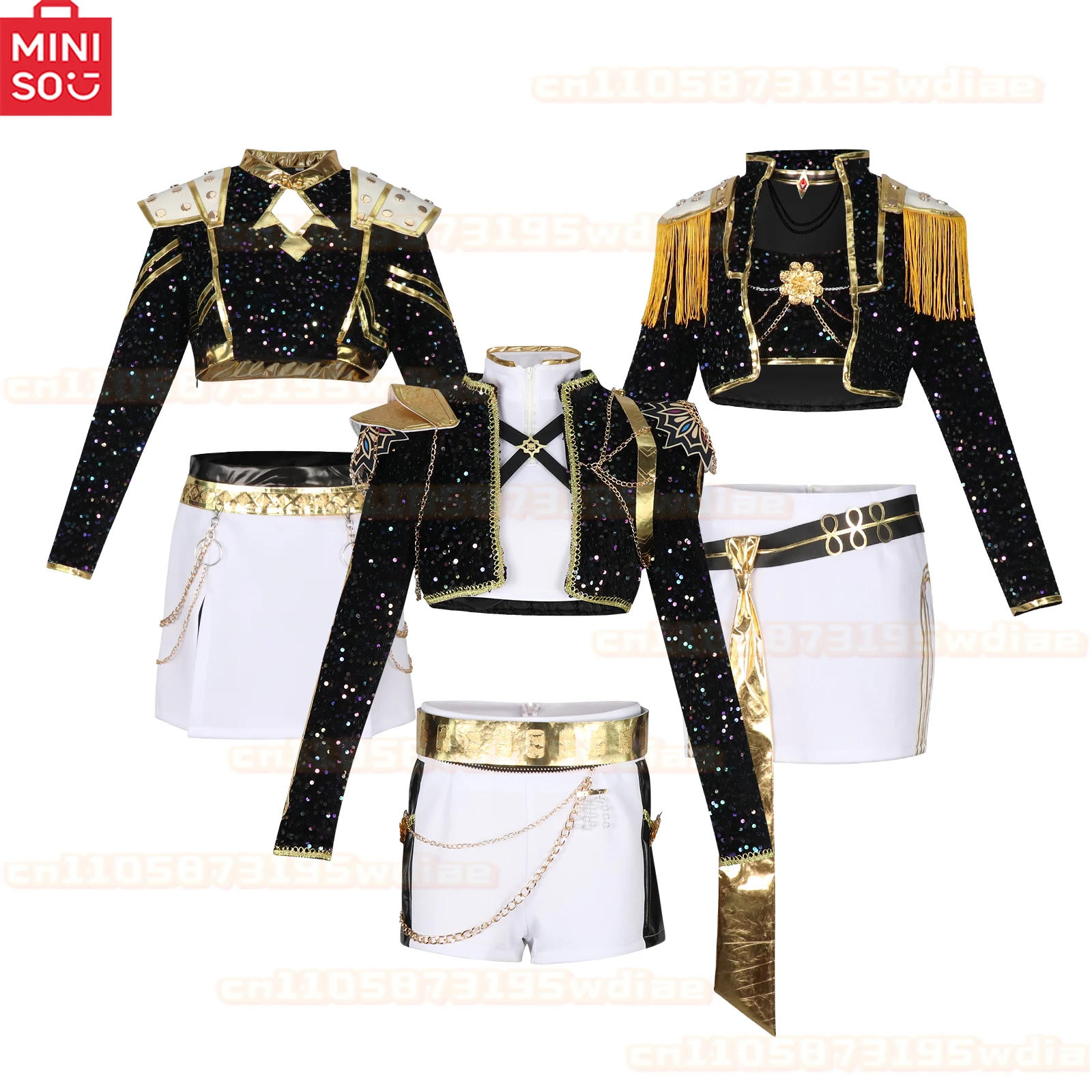 

MINISO Black Golden Rumi Zoey Mira Cosplay KPop Demon Hunters Cosplay Costume Wig Women Kids Girls Halloween Role Play Costume