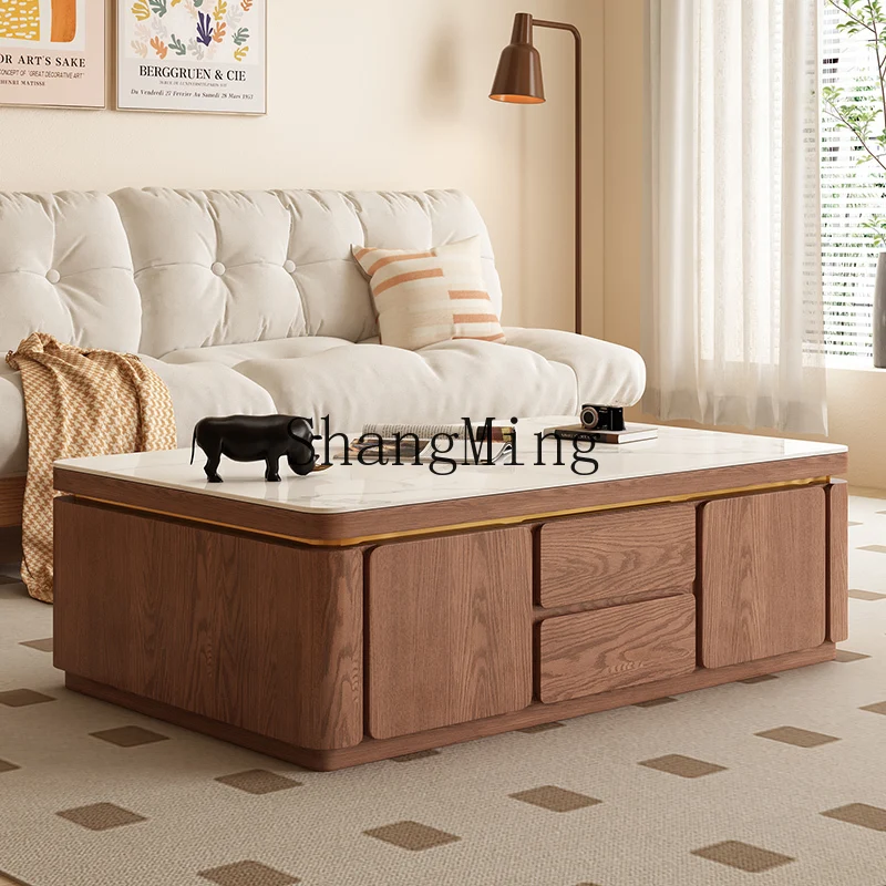 CL wood slab coffee table small apartment living room home modern simple balcony light luxury high sense
