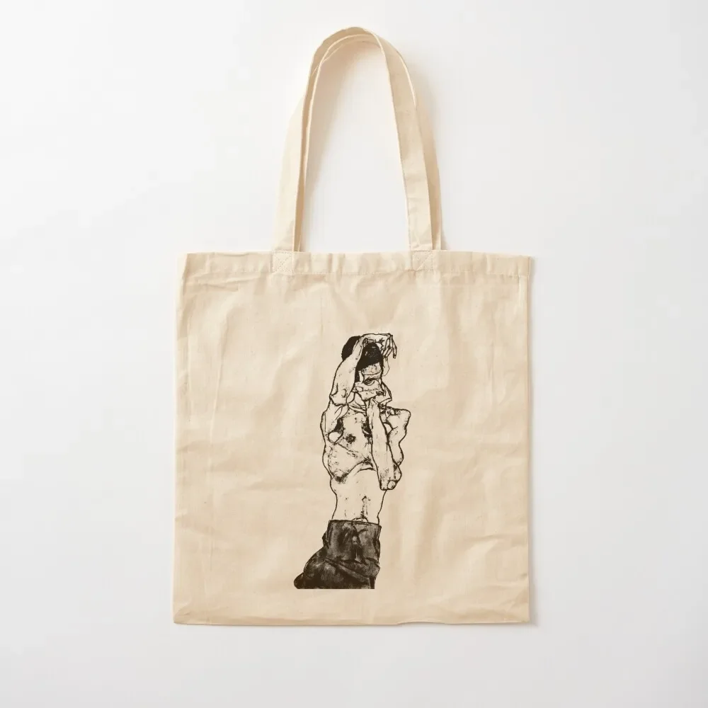 Egon Schiele, Standing Male Nude with a Red Loincloth, 1914 Tote Bag cloth bag woman bags for women Canvas shoulder bag