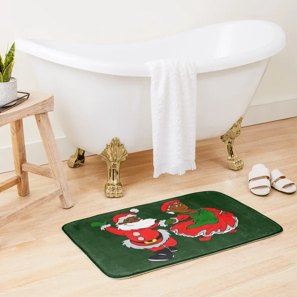

black santa mrs claus Bath Mat Washable Non-Slip Kitchen Rug Front Door Mats For Bathroom And Toilet Mat
