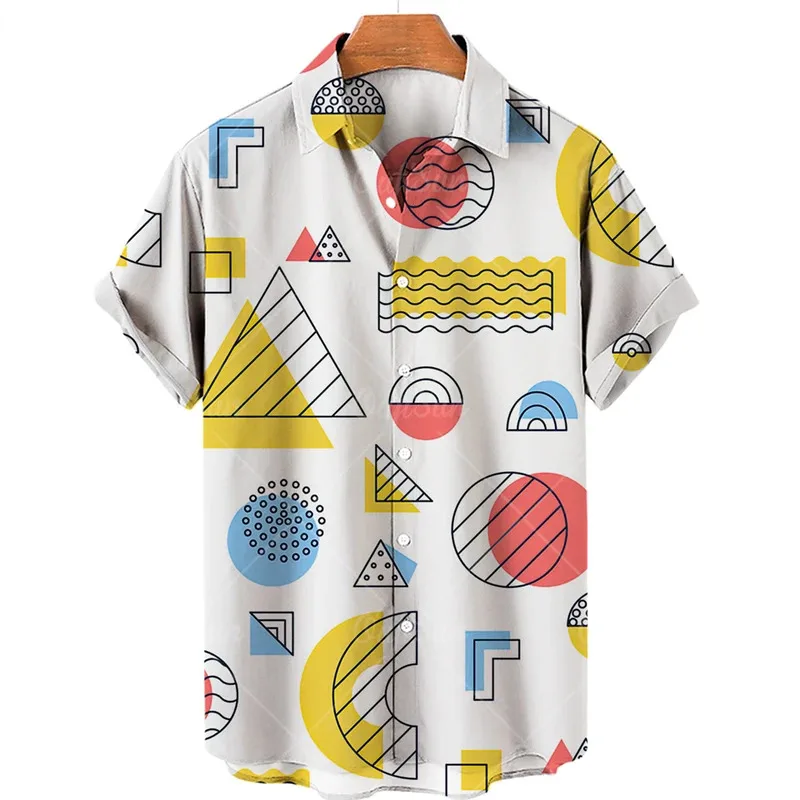 2025 3d graffiti oil painting printed men's shirt, fashionable streetwear, Hawaiian beach casual lapel, large size