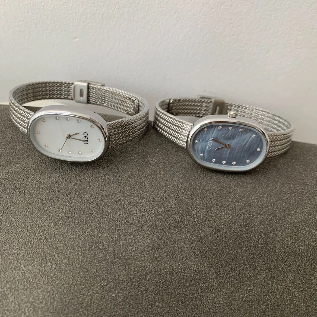 Fashion Gedi Tp Brand Quartz Luxury Oval Tonneau Clock Vintage Simple Dial Rose Gold Sliver Blue Orologio Ladies Gifts Watches