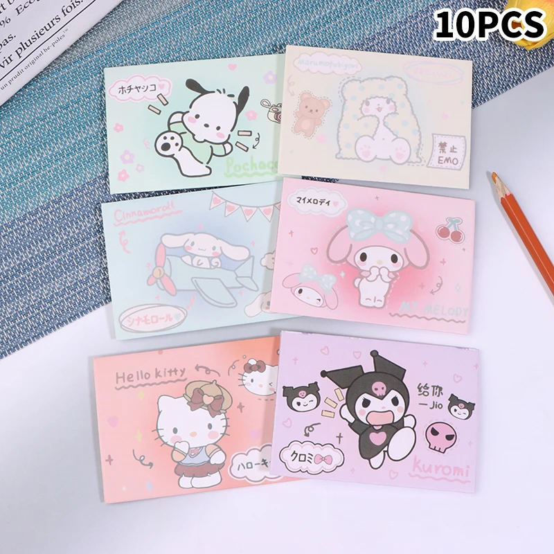 

10pcs New Sanrio Kawaii Cute Three Fold Greeting Card Blessing Cards Gift Toys For Girls