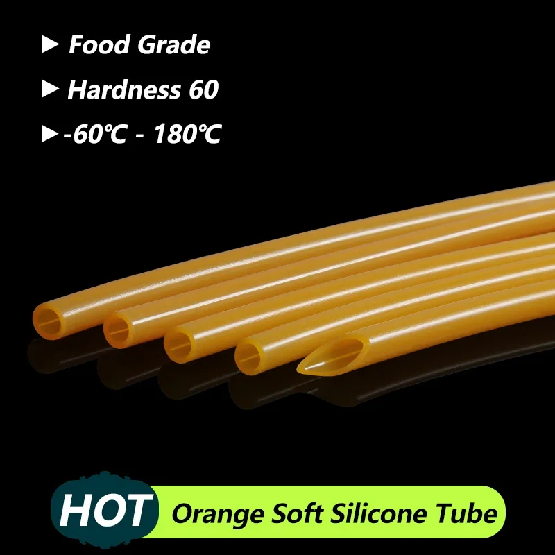 Orange Food Grade Silicone Rubber Hose 3x5mm 4x6mm 5x7mm 6x8mm ID x OD Rubber Hose Soft Drink Pipe Water Connector Plumbing