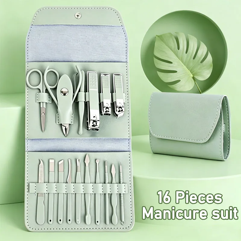 

16PCS Professional Nail Clipper Nail Cutter Kit Nail Scissors Cutter Set Manicure Set Pedicure Sets ZJJ06