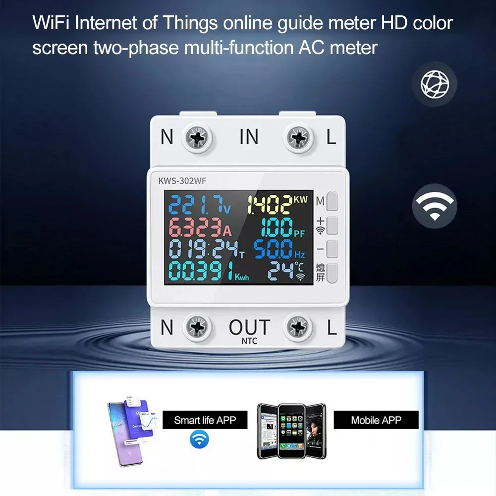 LCD Digital Energy Meter Electricity Usage Monitor AC170V~270V Power Voltmeter 50-60HZ KWS-302 KWS-302L KWS-302WF