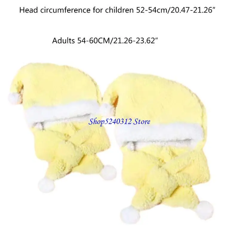 634C قبعة سانتا التأثيرية مع وشاح سميك قبعة عيد الميلاد من القطيفة للحفلات للأطفال البالغين #6