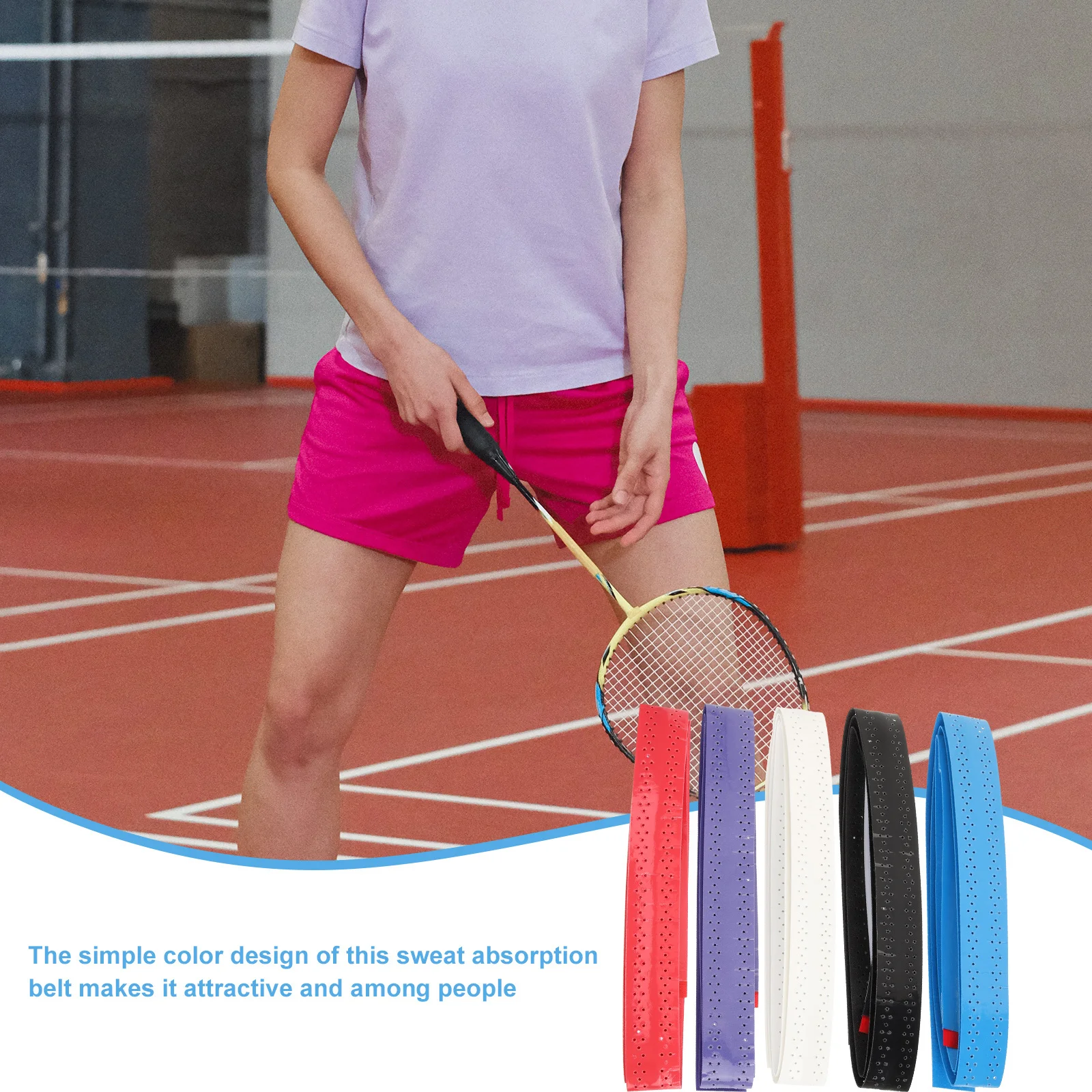 5Pcs Anti-Slip Badminton Grip Tape Superior Material Comfortable Touch Suitable for Rackets Fishing Poles Bicycles