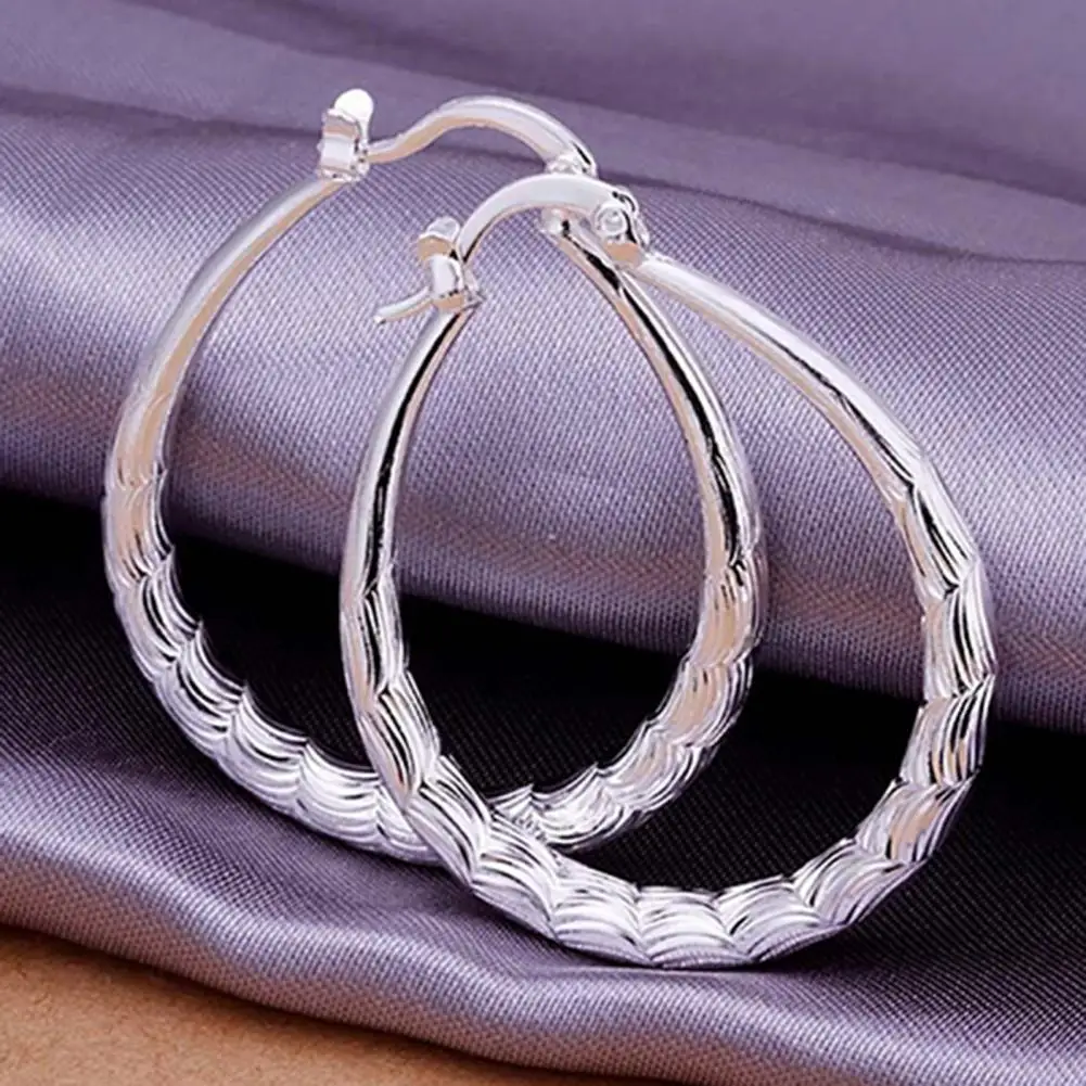 2023 Earrings For Women Sea Wave Carving U Shape Earrings Silver Plated Hoop Dangle Ear Rings Gifts