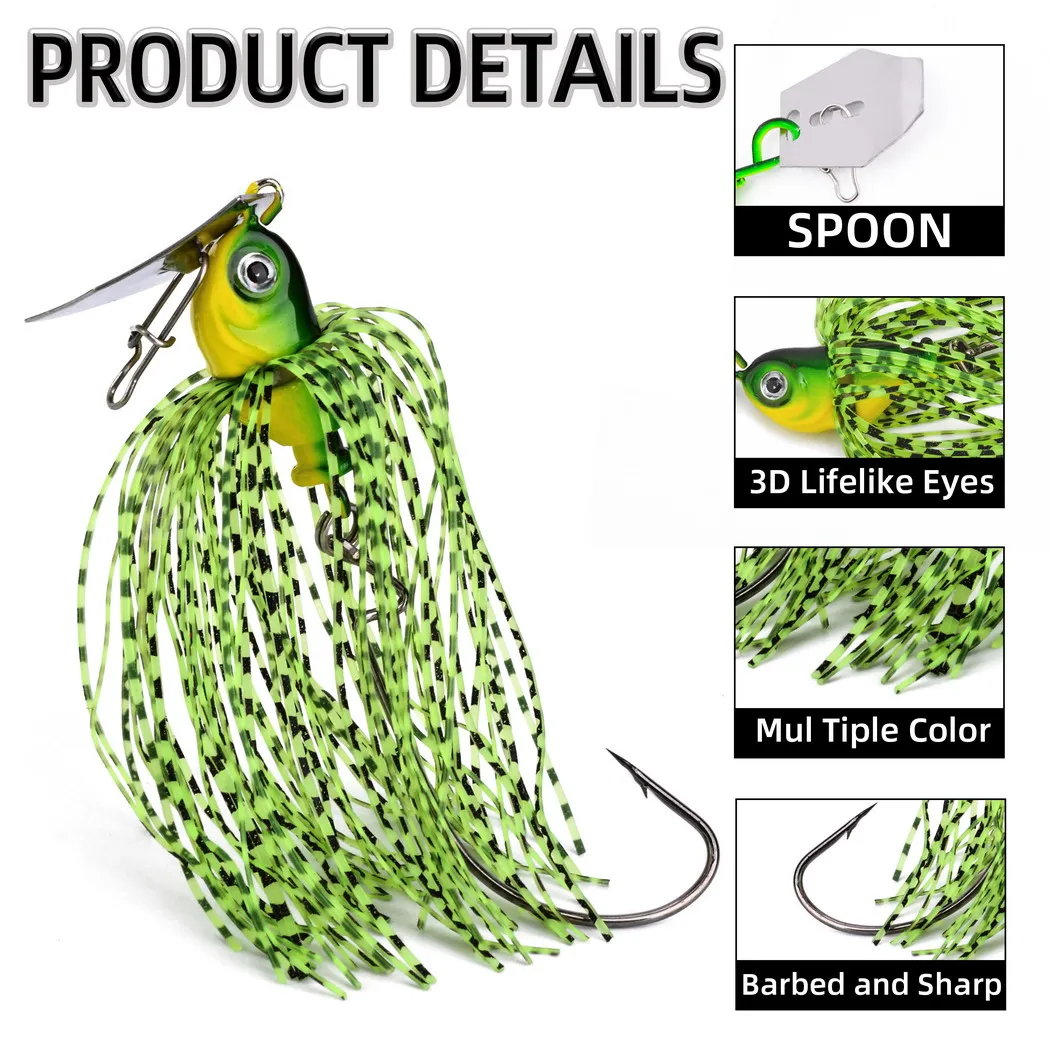 Spinnerbait 7g/10g/14g Chatterbait Angelköder Pesca Chatter Unkrautfreier Metallklingen-Gummiköder Jigkopf-Haken Draht-Spinnerbait – Detail 4