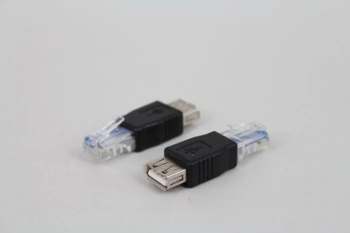100PCS คริสตัลหัว RJ45 ชายไปยัง USB 2.0 AF หญิงอะแดปเตอร์แล็ปท็อป LAN สายเคเบิลเครือข่าย Ethernet Converter Plug