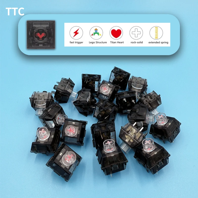 

TTC Titan Heart Keyswitch Линейная механическая клавиатура на заказ Love Черный Прозрачный 42 г 5 контактов смазанный длинный позолоченный пружинный переключатель