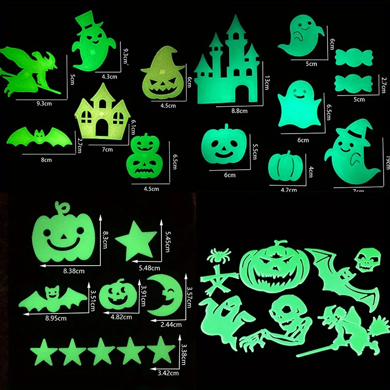 

New Halloween Disposable Luminous Tattoo Pumpkin Star Moon Ghost House Fluorescent Castle Luminous Window Door Wall Stickers