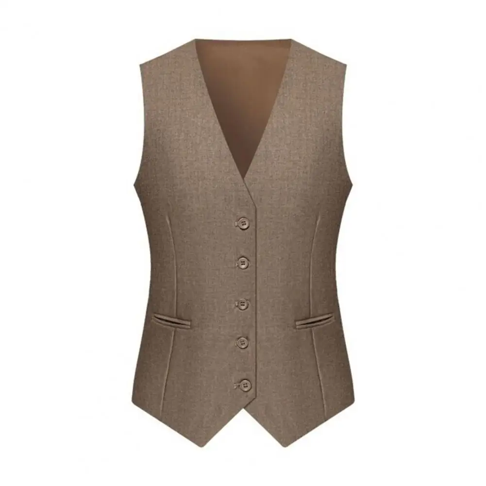 Man Suit Vest Sleeveless Vest with Adjustable Waist Single Breasted Solid Color Business Suit Vest Wedding