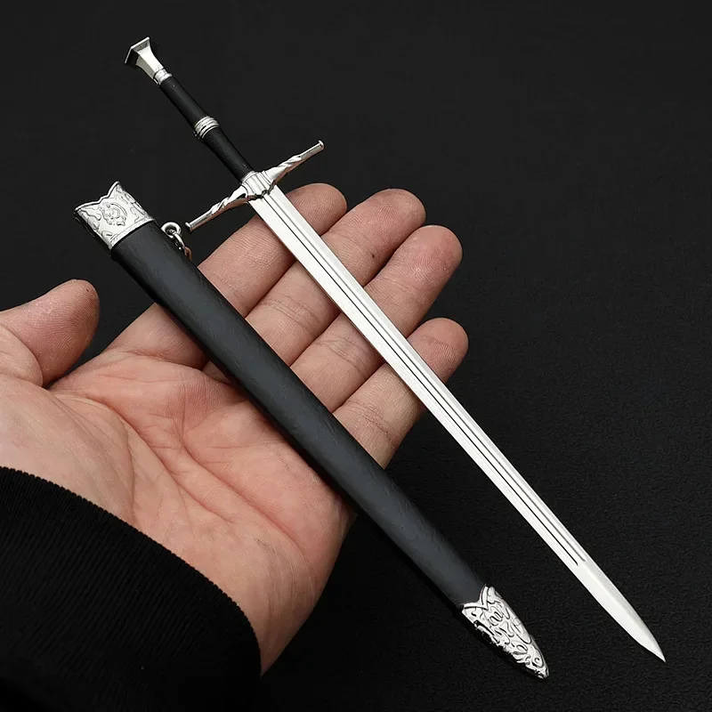 22cm Geralt White Wolf Wild Hunt Steel Long Sword Game Peripheral Medieval Knight Metal Samurai Sword Weapon Model Gifts Toys