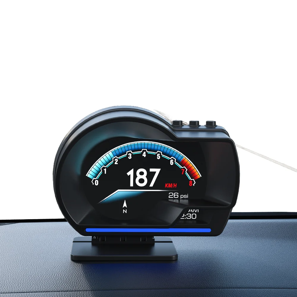 2024  P6 OBD2+GPS Car Digital Gauge Multi-Function LCD Widescreen Display Clock Combiner Diagnostics HUD