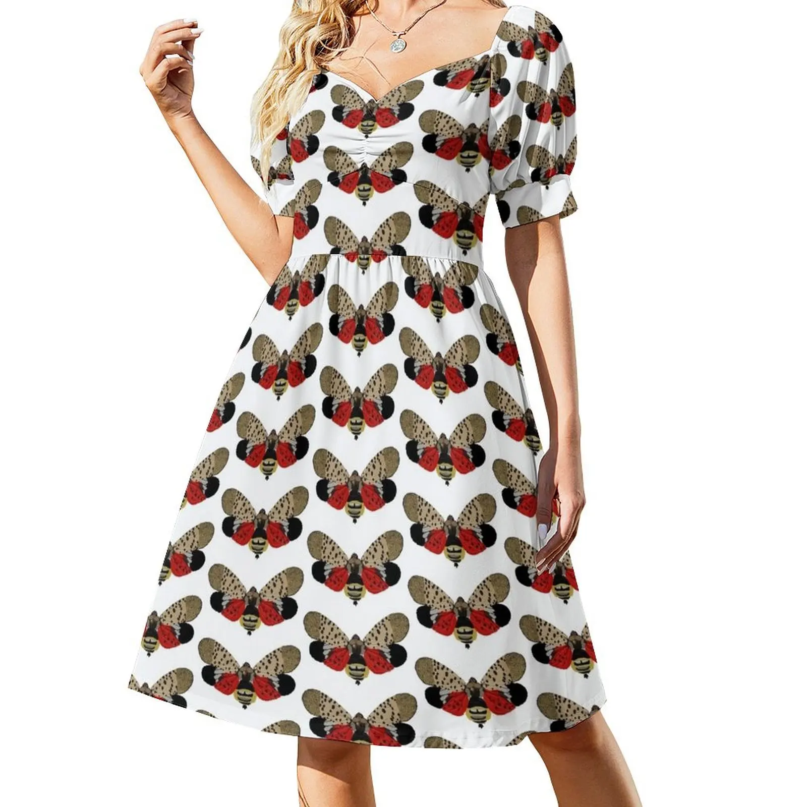 

Spotted Lanternfly Short Sleeved Dress Female clothing Women's skirt loose women's dress Dress