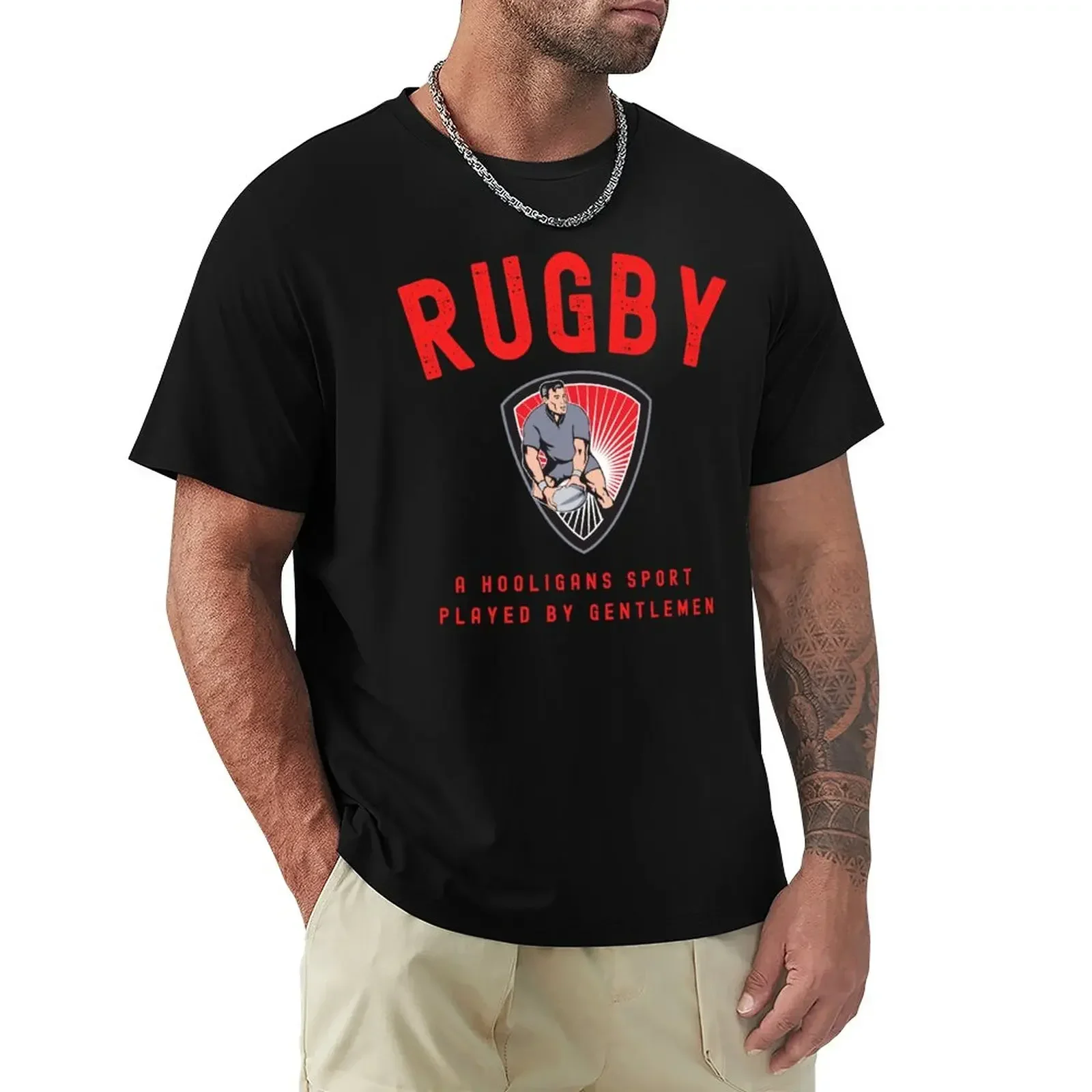 紳士がプレイしたメンズスポーツTシャツ、面白いラグビーTシャツ、韓国のファッション、プラスサイズ