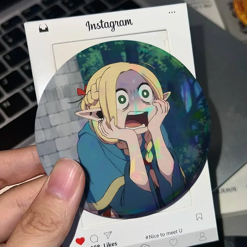 Anime Delicious In Dungeon For Badge Laser Holographic Custom Badge Image Metal Lapel Brooch For Clothing Backpack Decorative