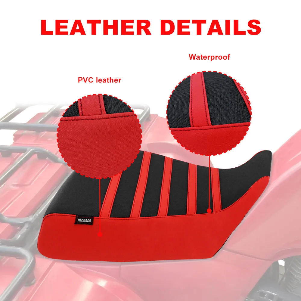 دراجة نارية مخطط قبضة القابض مقعد لهوندا ATC 250 ATC250 ES كبير أحمر 1985 بولي كلوريد الفينيل الجلود مقاوم للماء مقعد السرج غطاء الوسادة