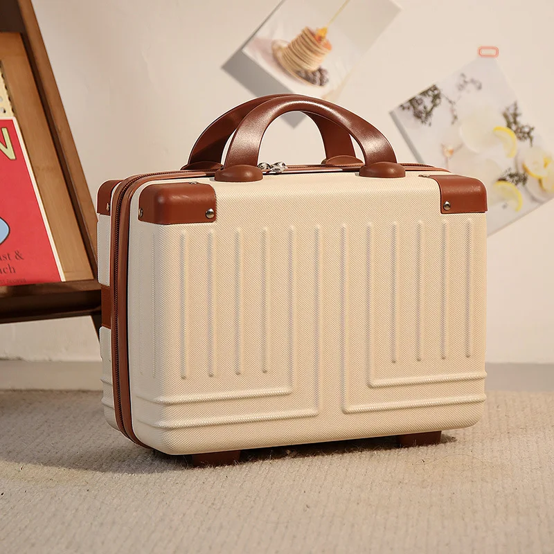 Caja de maquillaje Retro para mujer, equipaje de 14 pulgadas, Maleta de viaje, organizador portátil para cosméticos