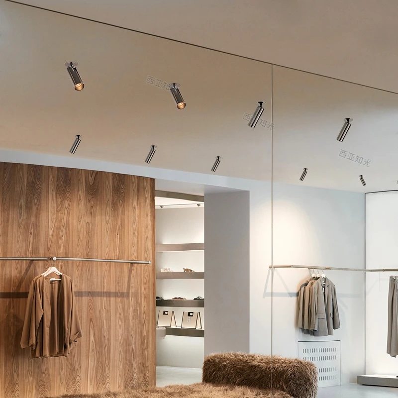 Led Spotlight Electroplated Silver Small Spot Light Surface Mounted Foldable Adjustable Angle Antique Bauhaus Style COB Lamp