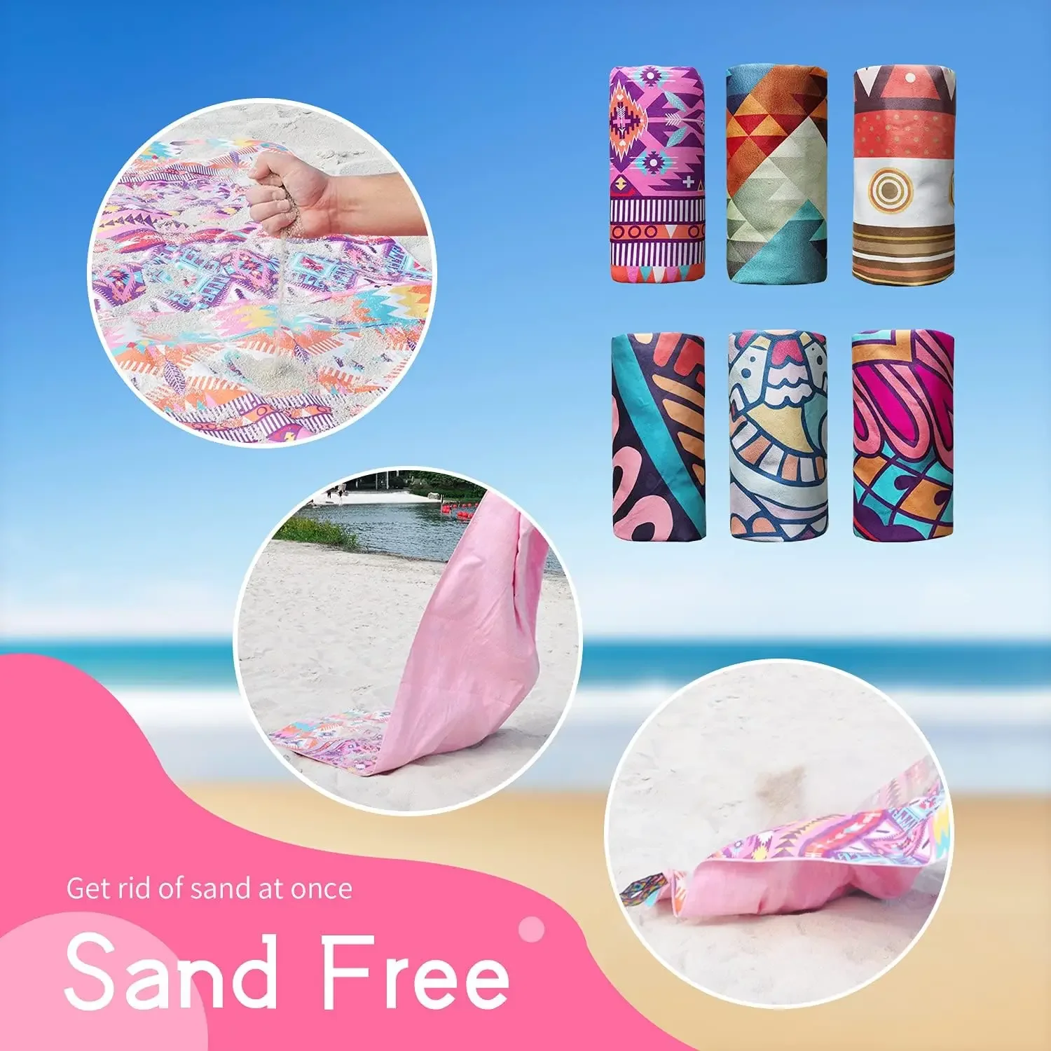 Custom Quick Dry Microfiber Waffle Beach Towel Sand Free Swimming Beach Towel