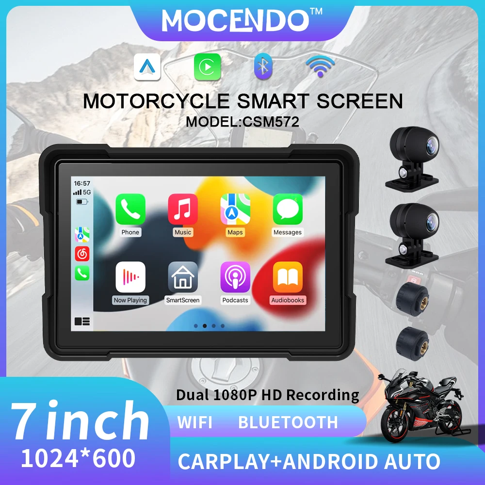 

NEW Carplay 7inch Screen CSM572 Carplay Motorcycle GPS Wireless With BT WiFi Ipx8 Waterproof Moto Accessories