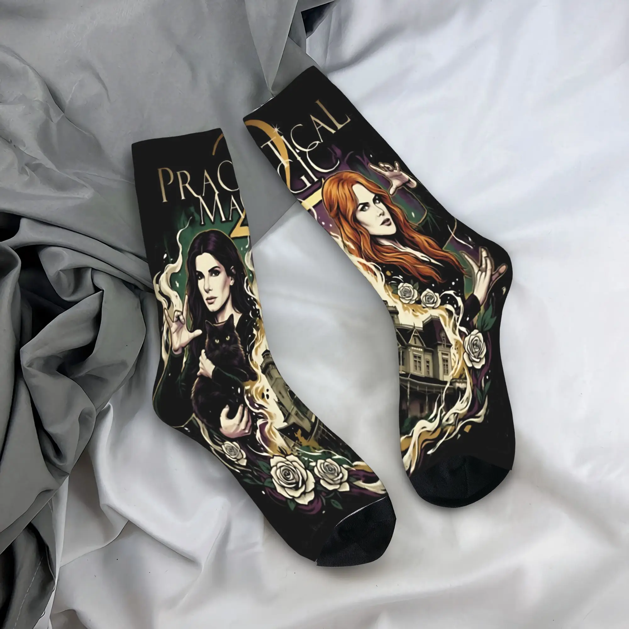 Practical Magic 2 Witchcraft Occult Gothic Witchy Black Cat Socks Accessories For Men Women  Soccer Socks Cozy Stockings