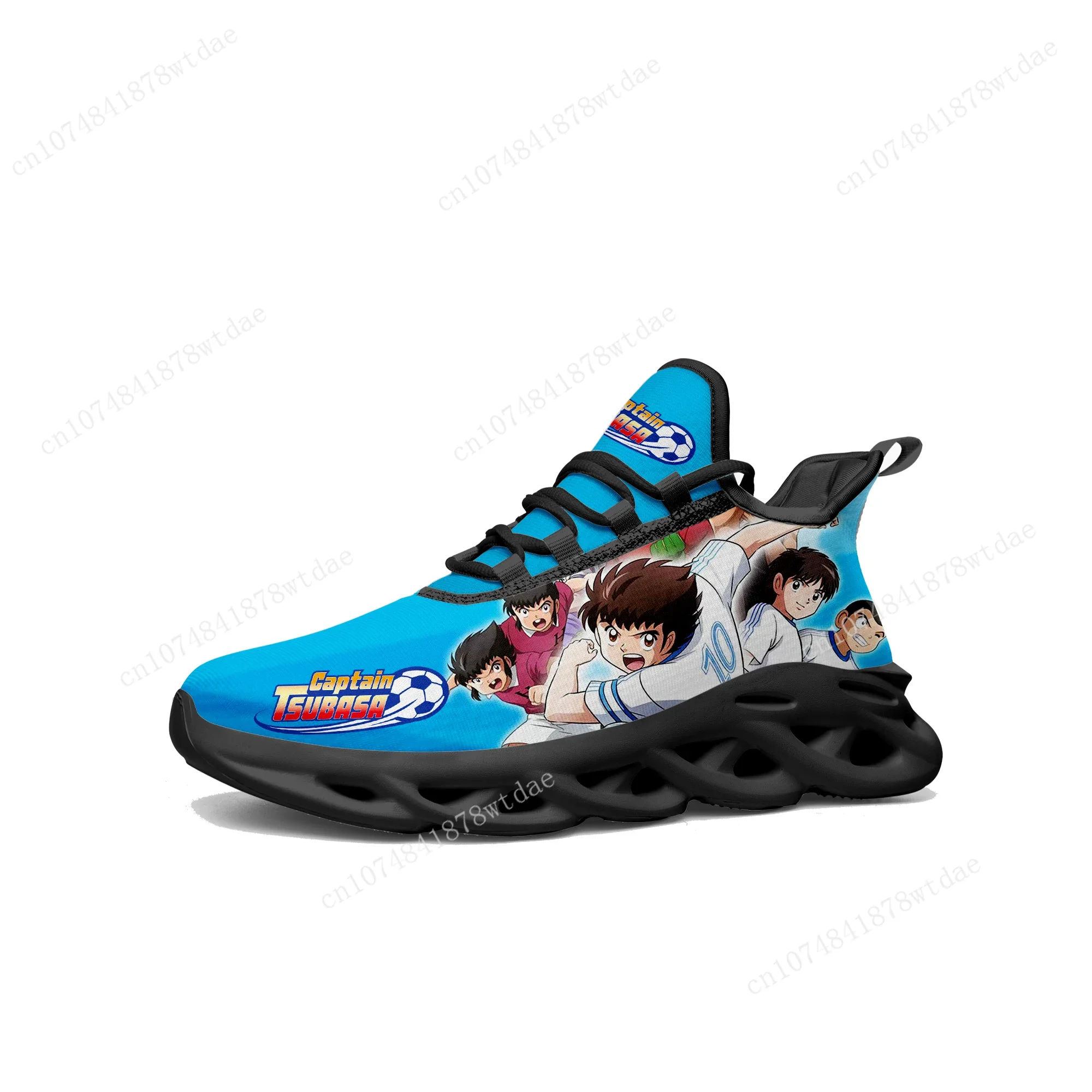 Zapatillas planas Captain Tsubasa Ozora Tsubasa para hombre y mujer, zapatos deportivos para correr, calzado de malla con cordones personalizado, alta calidad