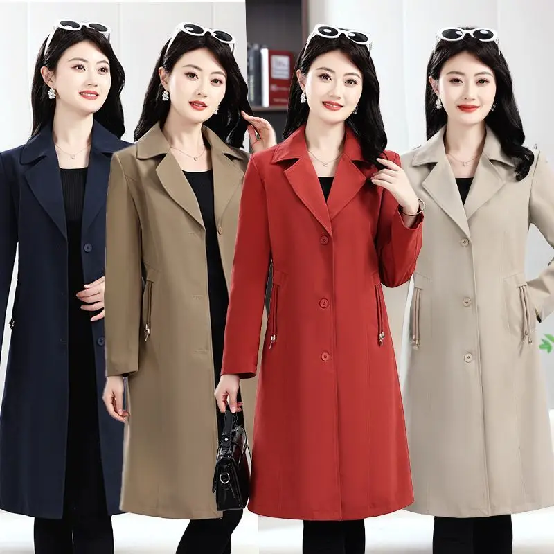 معطف أمي أنيق للنساء متوسط الطول للخريف والشتاء ملابس خارجية من Ele ملابس نسائية في منتصف العمر