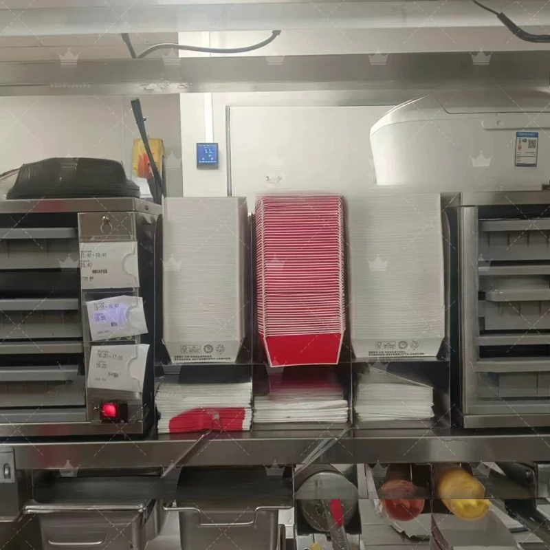 Restaurant burger box packaging bag storage integrated rack for fast food restaurants