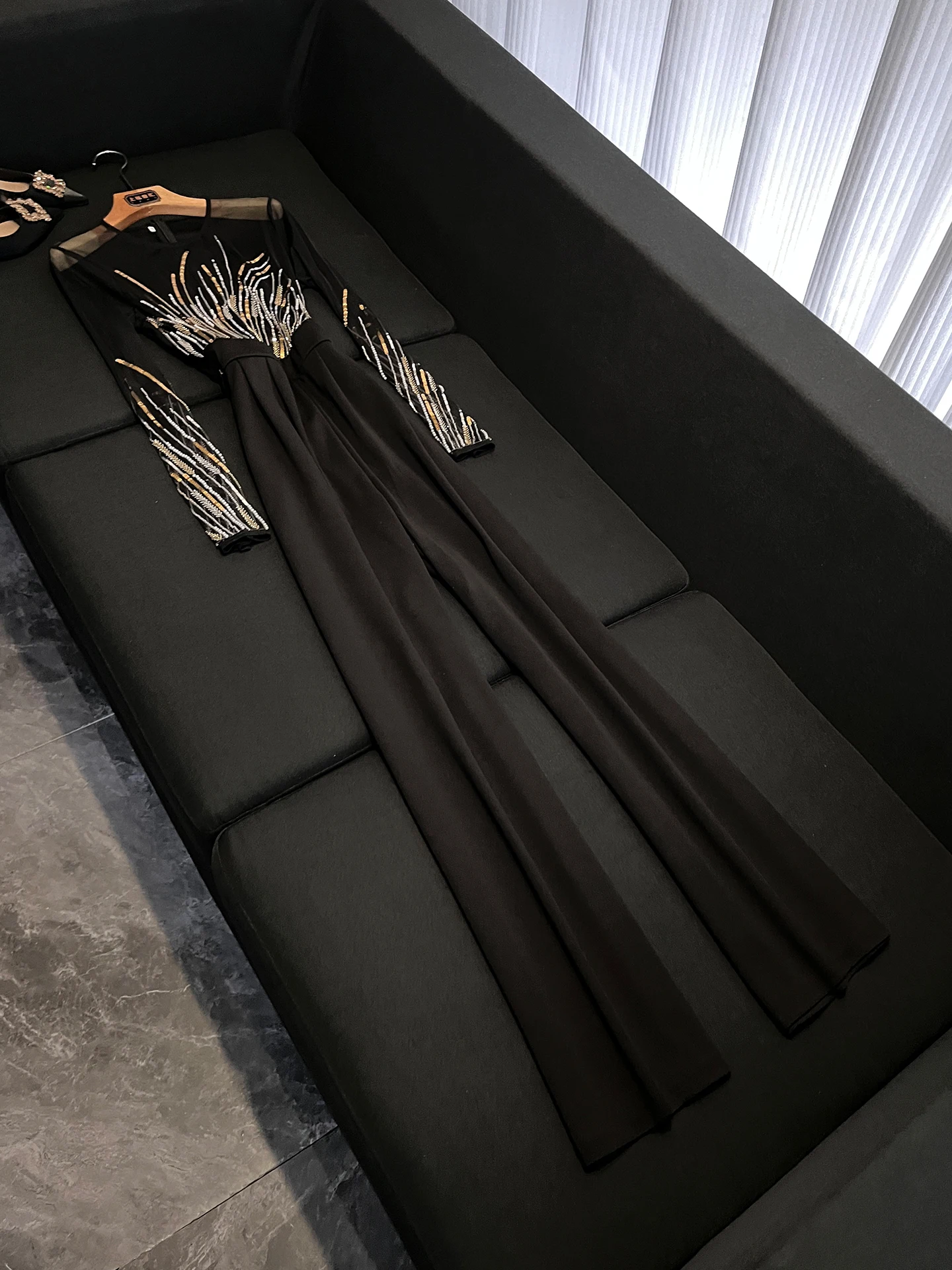 

Shiny Sequin Onesie High Waist Straight Leg Long Pants Commute Evening Style Slim Fit Women's Fashion Summer 2026 P488