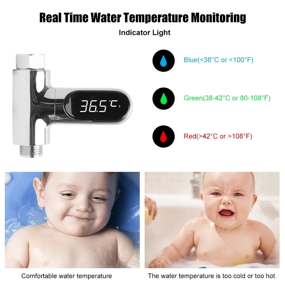 Hot Tub Water Temperature Monitor Electricity Home LED Display Shower Faucets Water Thermometer Bathing Temperature Meter