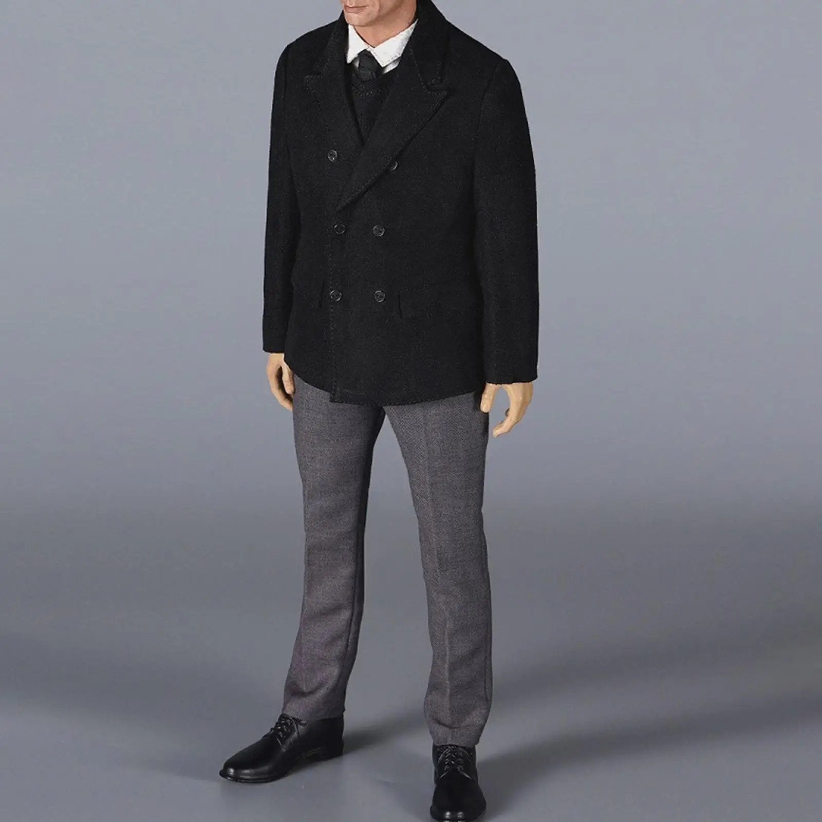 

Комплект одежды для фигурок в масштабе 1/6: пальто, брюки, галстук, обувь для мужских кукол, модный наряд, аксессуары, подарок