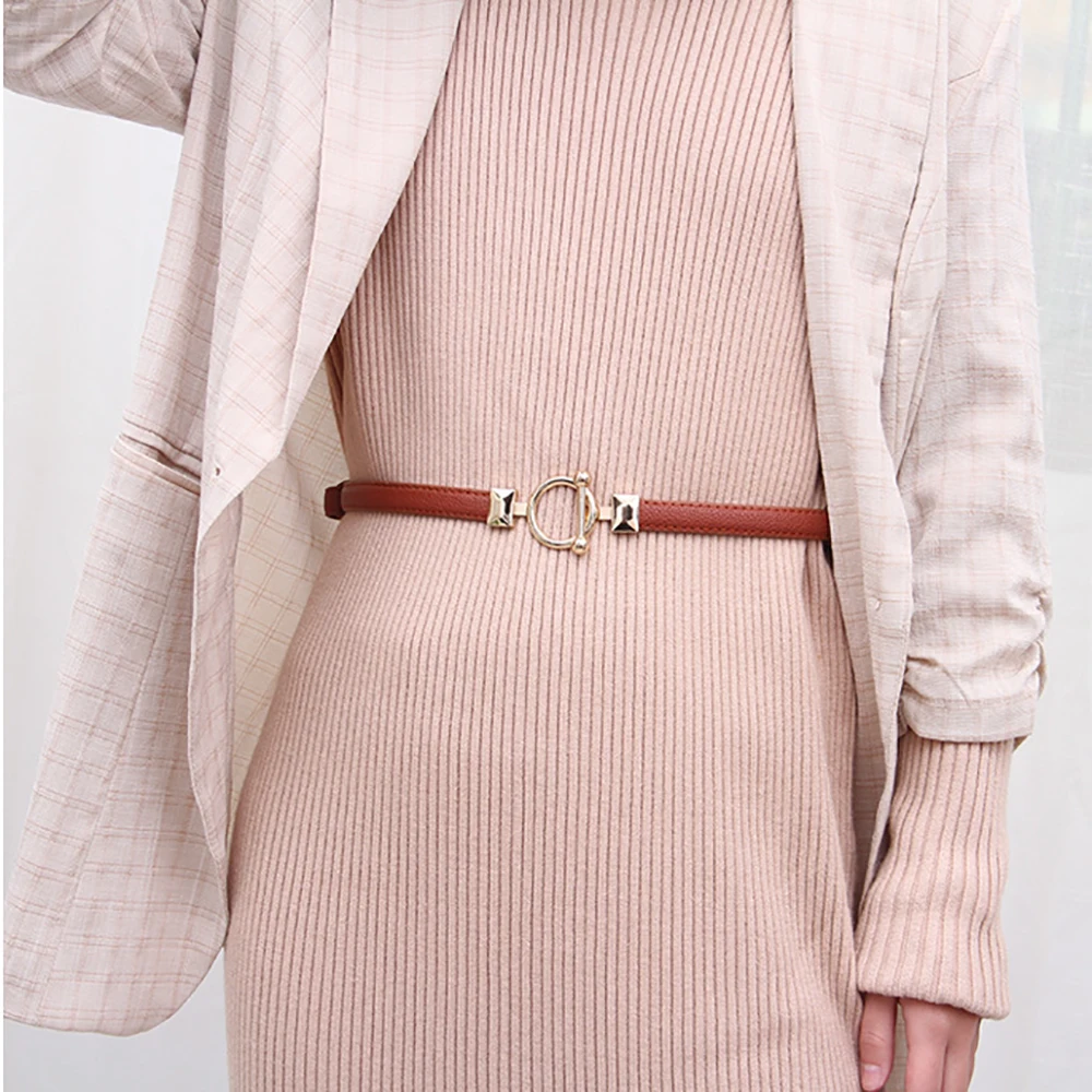 

Simple Personality Fashion Dress Women Trouser Metal Hook Buckle Waist Belt PU Belt Waistband