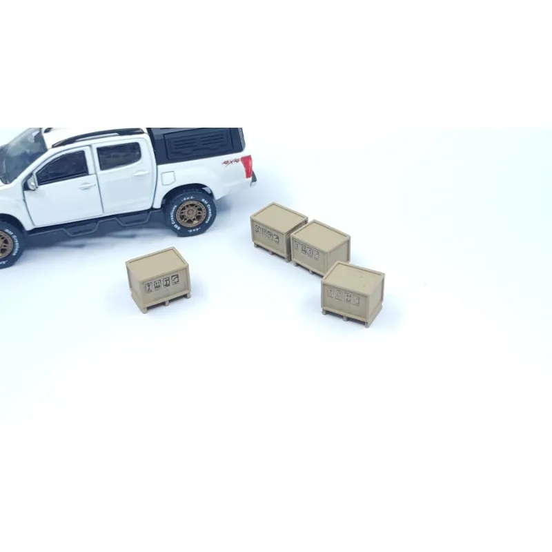 4{PCS 1/64 Wooden Crate 1/87 HO Simulation Cargo Box Wooden Frame Box Transportation Cargo Train Model Scene